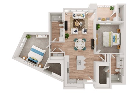 a1 floor plan  1 bedroom with 2 baths  1192 square feet